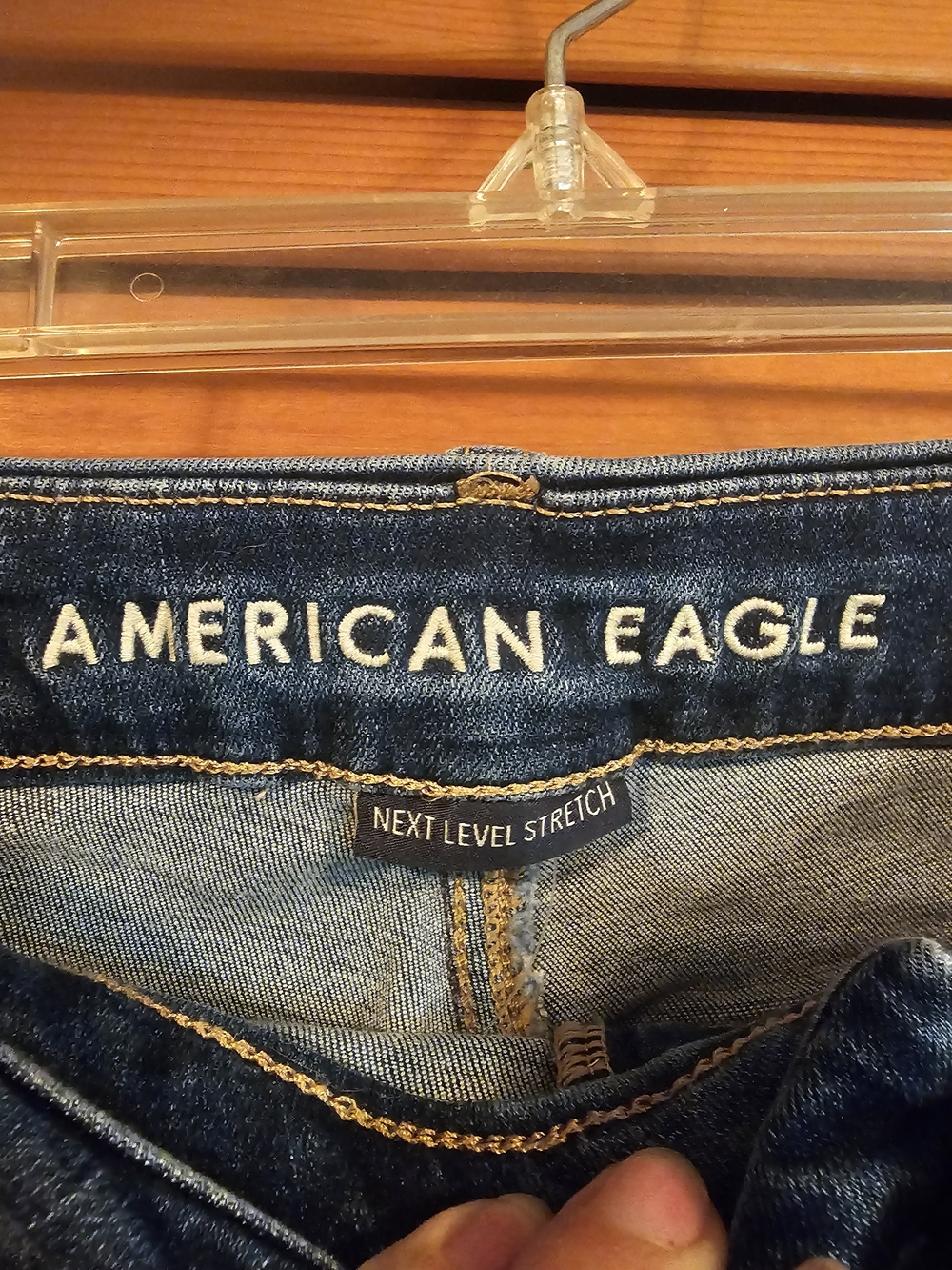 American Eagle Outfitters Dark Blue Flared Wide-Leg Jeans - Picture 4 of 7